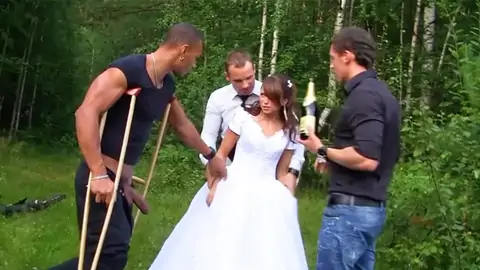 Wearing Her Wedding Dress While Having A Gang Soiree