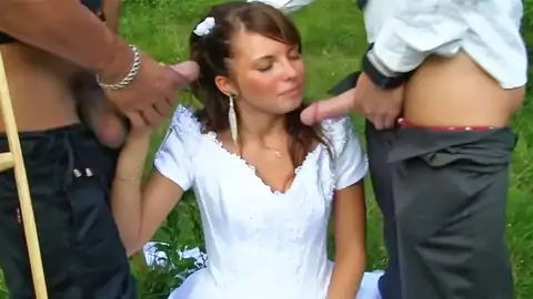 Wearing Her Wedding Dress While Having A Gang Party